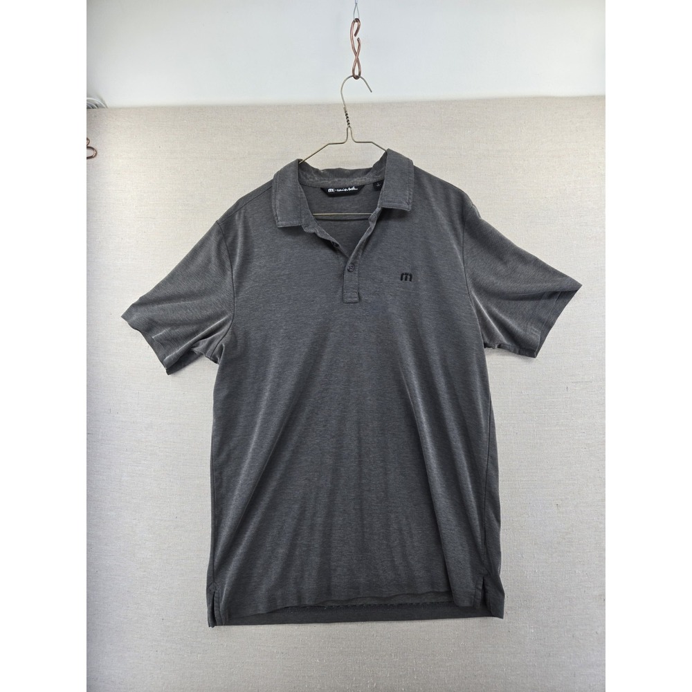 TravisMathew Langley Men's Large Gray Pima Cotton Blend Golf Polo Shirt 1MU477